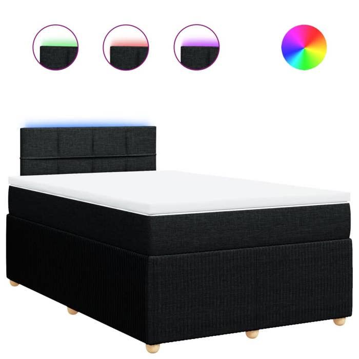 VidaXL Sommier à lattes de lit avec matelas Noir 120x200 cm Tissu 3289725