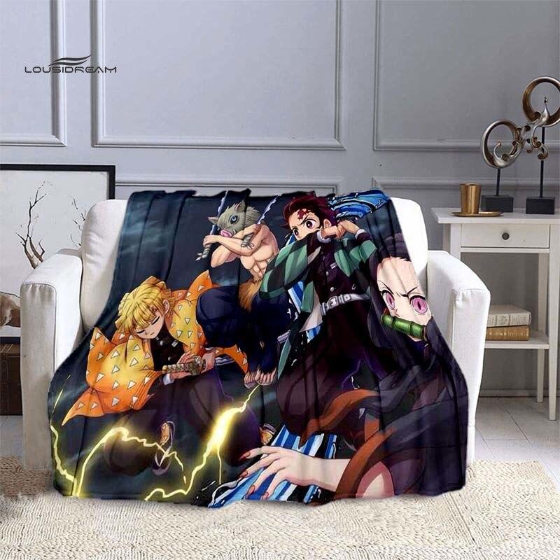 LOUSIDREAM Demon Slayer Deky pro postele Home Travel Flanelová deka pro dospělé na gauč Obývací pokoj Pohovka Child Keep Warm
