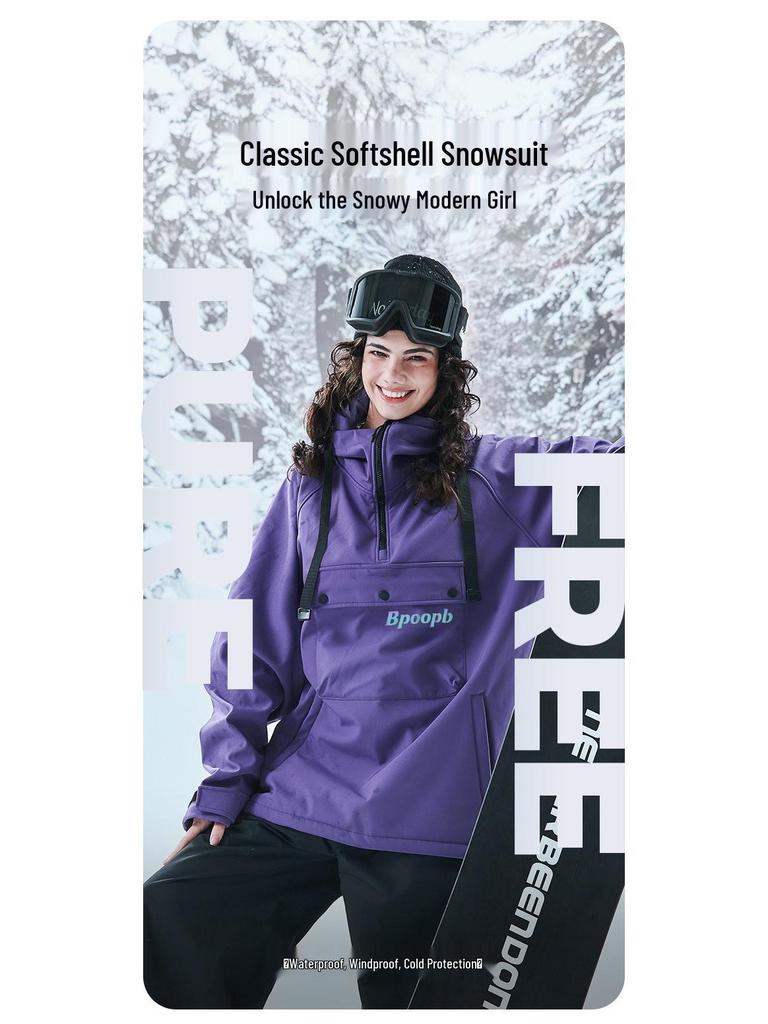 Unisex Windproof Waterproof Ski Suit – Warm, Loose-Fit, Plus Size Skiwear for Couples