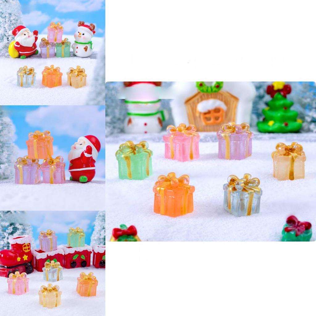 Charming Resin Craft Luminous Gift Box Diy Miniature Night Light Car Ornament Six Colors