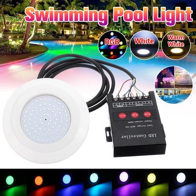 72LED 9W Underwater Swimming Pool Light Spa Pond Lamp DC12V IP68 Waterproof RGB with Controller White Warm White
