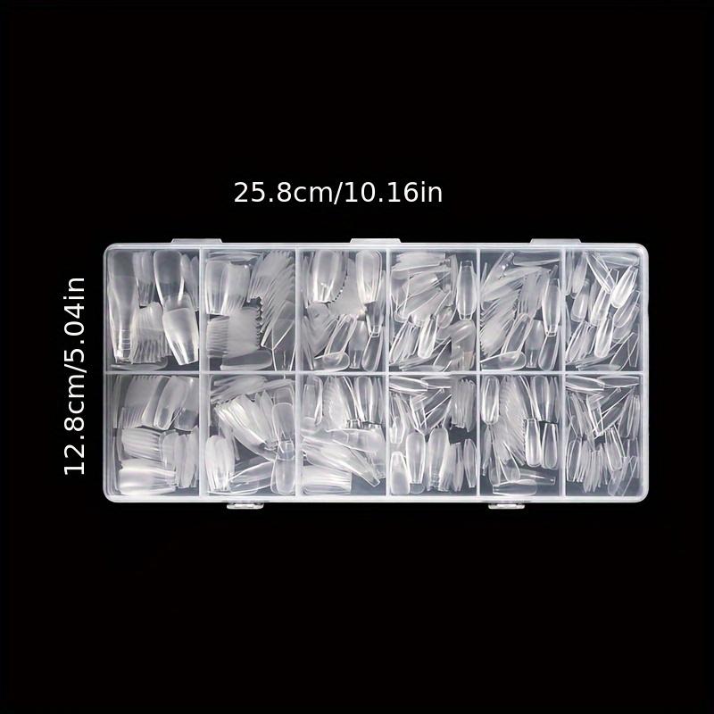 600 Medium Almond-Shaped Nail Tips, Almond X Gel Nail Tips, Transparent False Nails, Full Cover Acrylic Nail Tips for Nail Extension