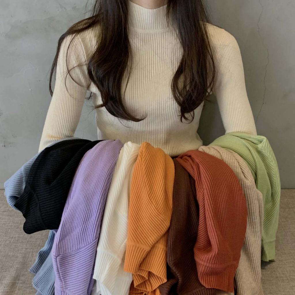 Medium-necked Blouse, Semi-turtleneck Sweater, Slim-fitting Top In Spring, New Tight-fitting.