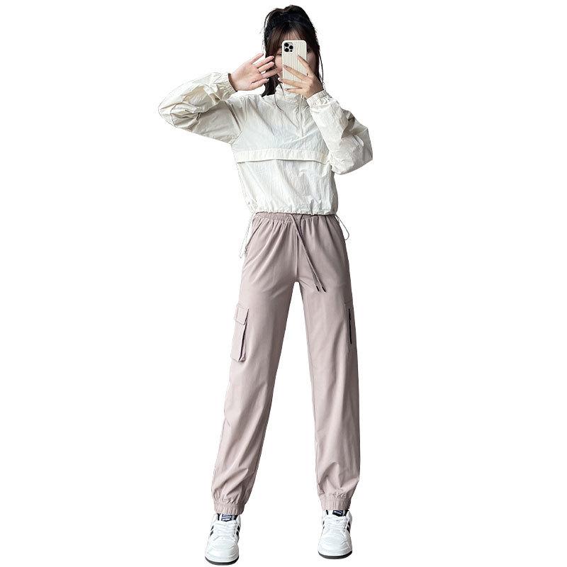 Women's 2024 Summer Climbing Set: Casual Street Style Pants & Loose Sweatshirt with Sun Protection for Outdoor Hiking