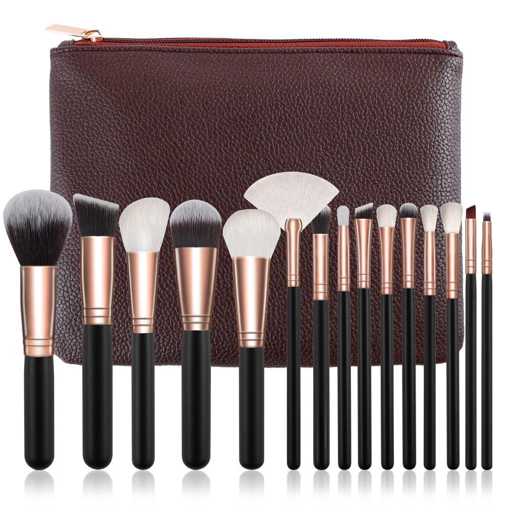 15 new makeup brushes set set, rose gold black handle makeup brush, multi-functional makeup tool