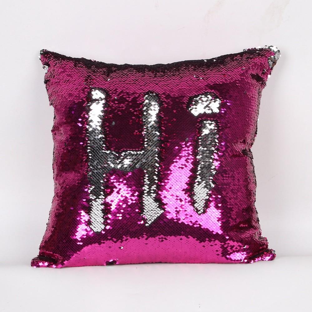 Diy Reversible Sequin Glitter Sofa Cushion Cover Pillow Case Double Color Gift