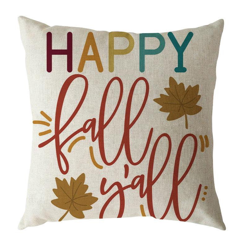 Autumn Harvest Thanksgiving Linen Happy Fall Pillow Case North American Festival Pillow Gift
