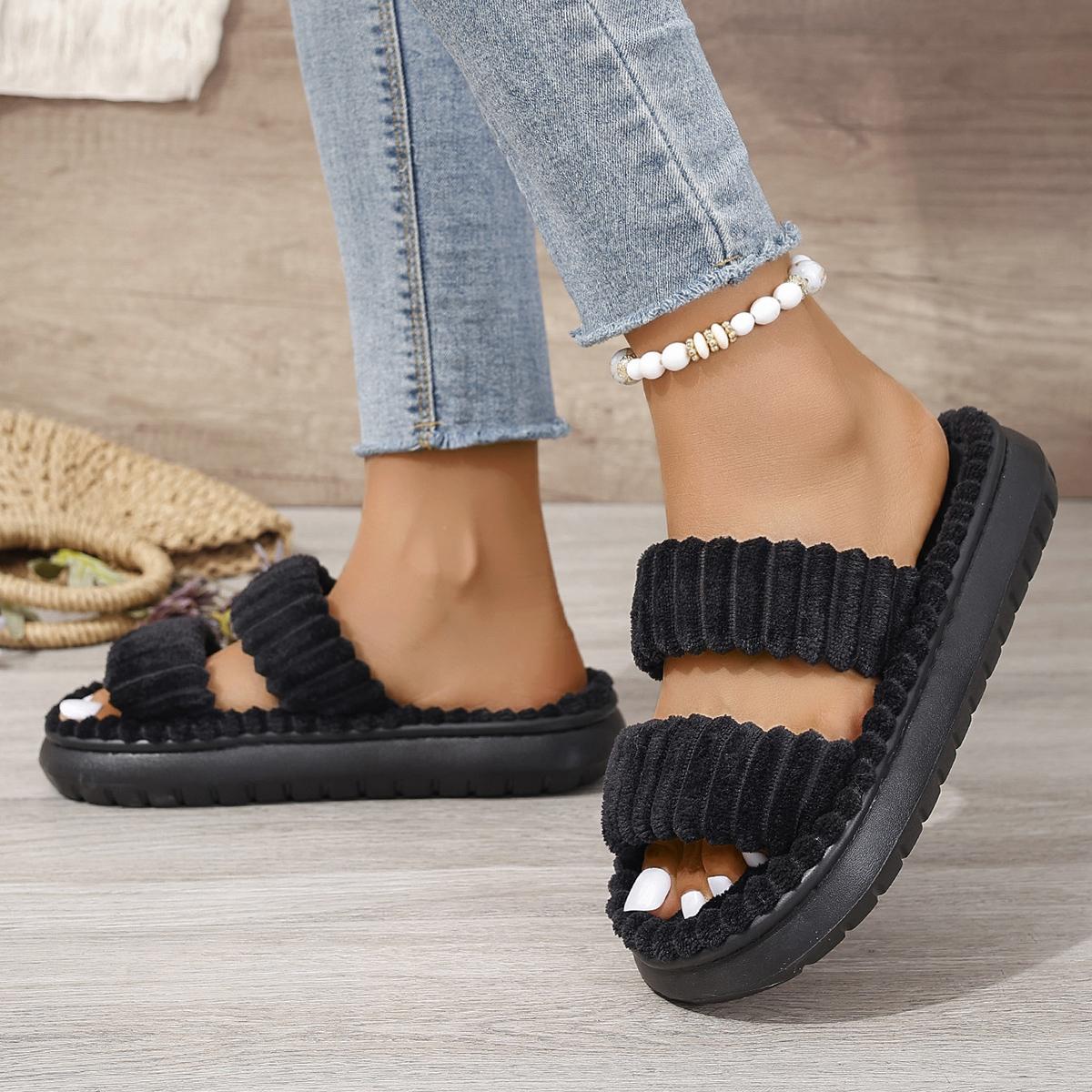 Женские домашние тапочки осень-зима с мехом — фото 5