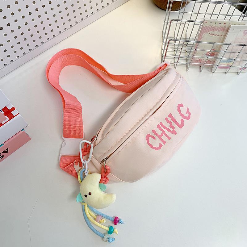 Sports Chest Bag Women's New Printing Small Fresh and Casual Joker Cycling Backpack Mobile Phone Canvas Slung Pockets.