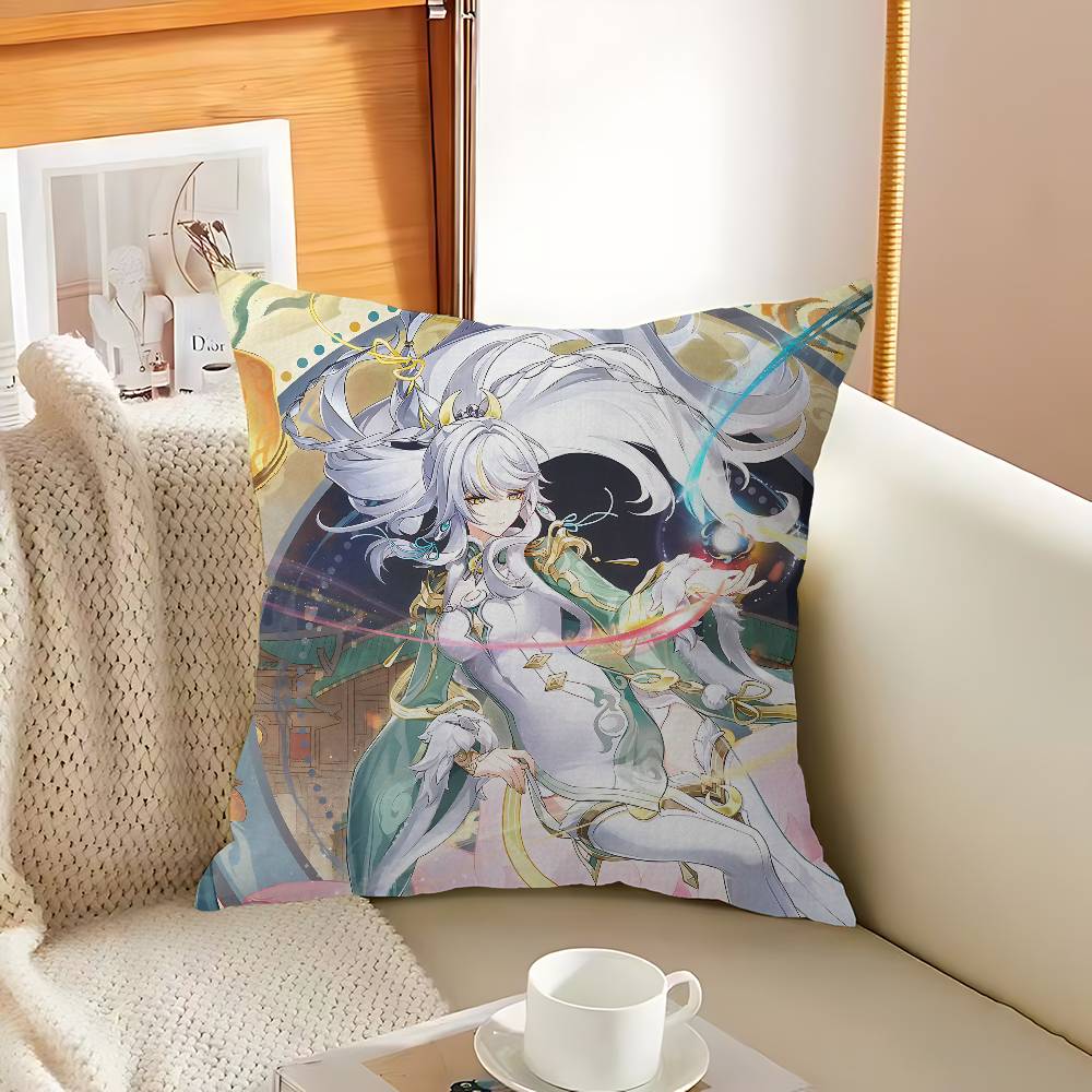 Anime Game Genshin Impact Stitch Lucky Dragon Pillow Cover Sofa Cushion Cover Home Room Decoration Children Gift