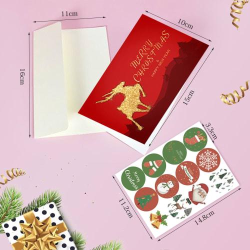 Samcos Christmas Cards, 6 Types, 24 Cards, Includes Envelopes, Stickers, Greeting Cards, Message Cards, Christmas Cards, Celebration Cards, Greetings,