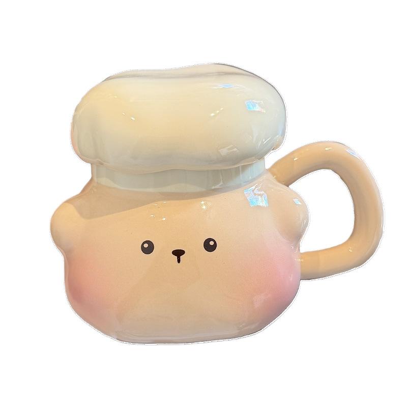 Chef Piggy Mug With Lid Spoon Bizarre Cup Ceramic Niche Drinking Cup For Girls' Birthday Gifts