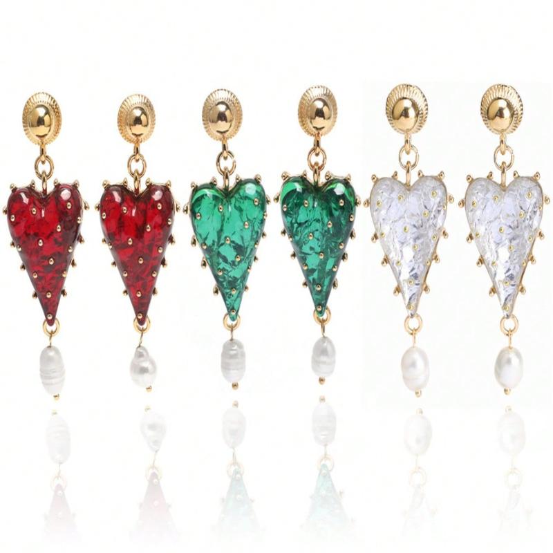 1 Pair Vintage Elegant Heart-Shaped Pearl Earrings, Luxury Gift for Valentine's Day, Christmas, Suitable for Women's Daily Wear and Gatherings
