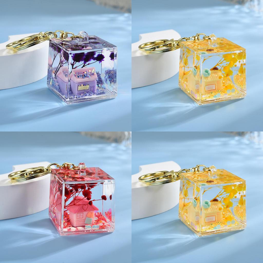 Acrylic Sand Flow Keychain For Couples And Teens With Gold Clasp Perfect For Gifts And Party Decor