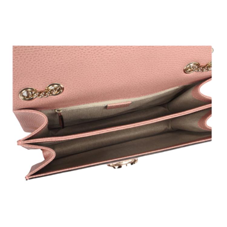 Gucci Double G Buckle Chain Lychee Grain Cowhide Messenger Bag Accordion Crossbody Shoulder Bag Large Women Bags Pink 510303-CAO0G-5806