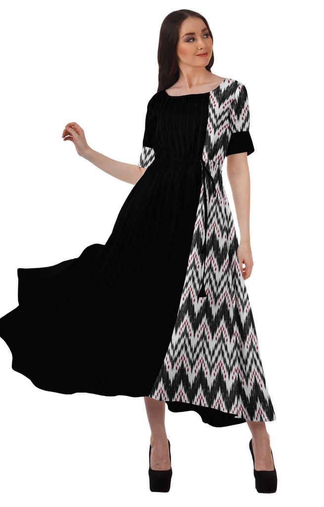 Moomaya Sukienka z krótkim rękawem, wizytowa, wiskozowa santoon, z dekoltem scoop dla