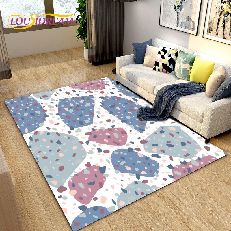 3D Crushed Stone Path Colour Gravel Area Rug Large,Carpet Rug for Living Room Bedroom Sofa Doormat Decoration,Non-slip Floor Mat