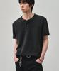 ALYSS Raw Washed Waffle Henley Neck Crop Half T-Shirt [Charcoal]