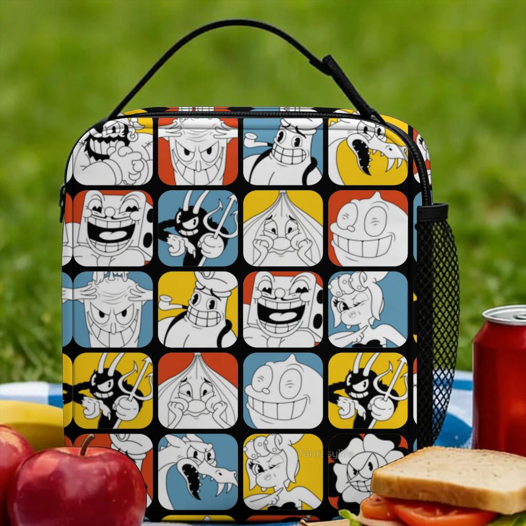 The Cupheads Collage Insulated Lunch Bag Thermal Bag Reusable,Lunch Container Game Anime Leakproof Lunch Box Tote Bento Pouch