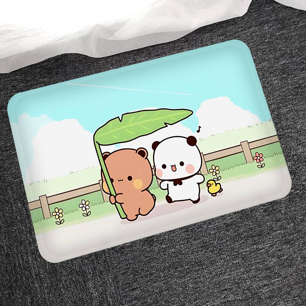 Bear Cartoon Kawaii D-Dudu B-Bubu Door Mat Washable Non-Slip Living Room Sofa Chairs Area Mat Kitchen Doormat Area Rug