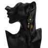 Boho étnico apanhador de sonhos pena antigo longo gancho brincos fantasia artesanal corrente borla brinco para jóias femininas