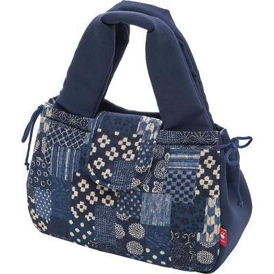 Soft and Small Tote by Fabric Workshop Navy Blue [Kojit] Japanese-style Patchwork, Easy-to-carry Bag, Tsumiki,