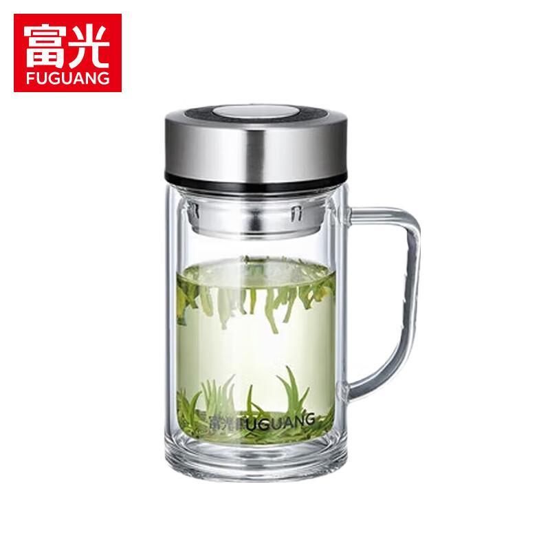 FUGUANG 560ml Double-Walled Glass Mug with Tea Infuser