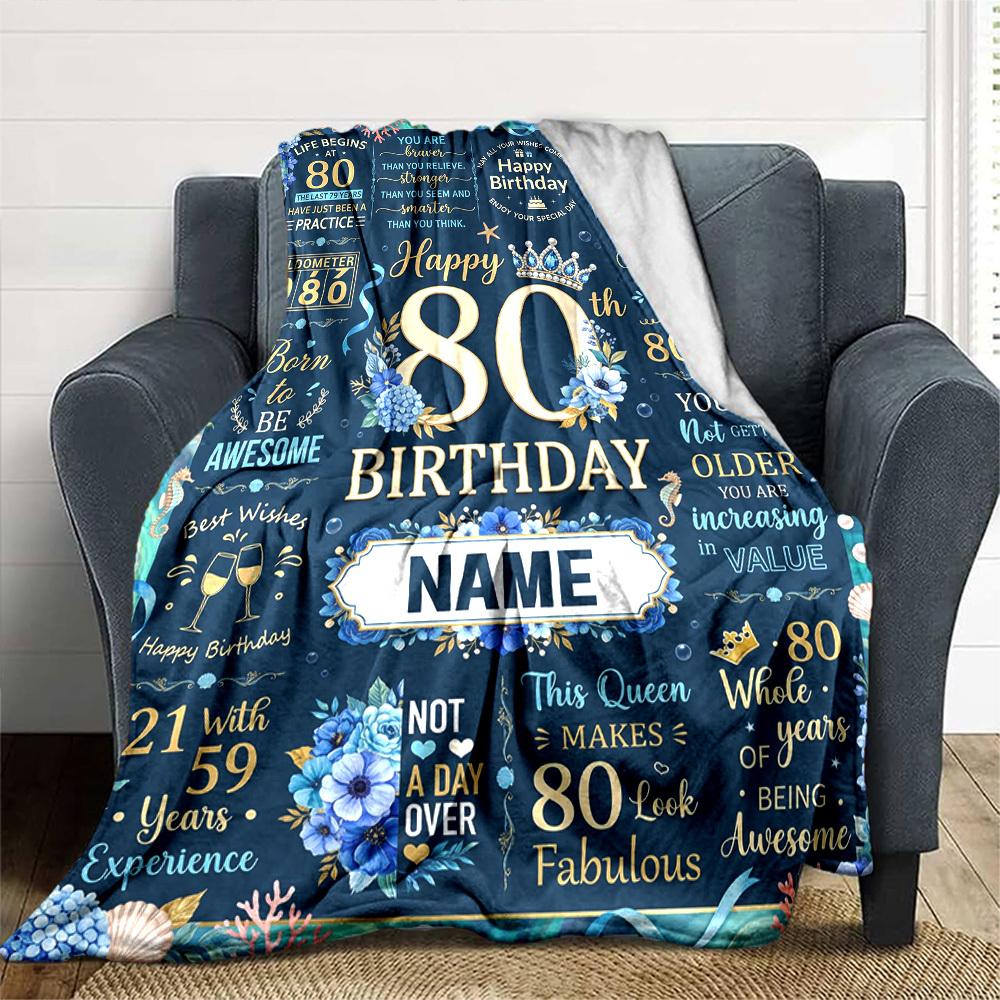80Th Birthday Celebrationcustomize Your Name Blanket Warm Comfortable And Soft Blankets Are Suitable For Home Lunch Break Blanket Office Sofa Sofa
