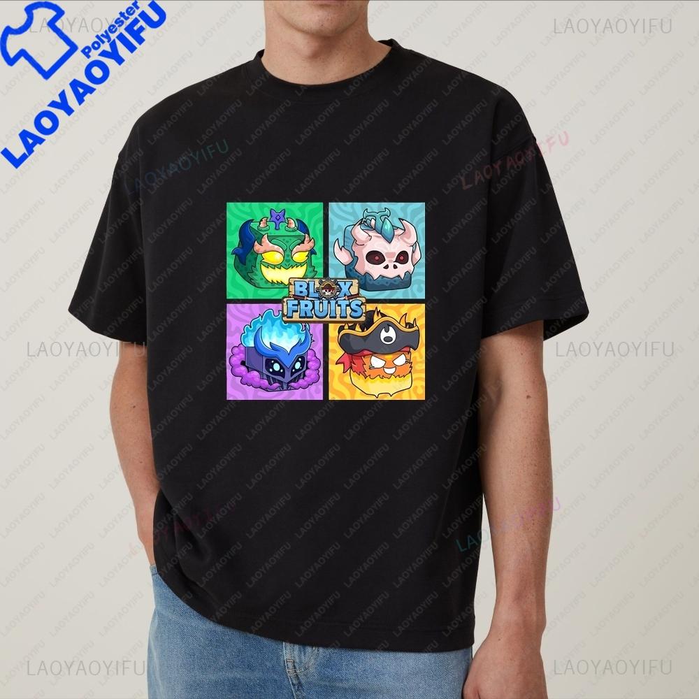 Game Blox Fruits Summer Trend Y2K Harajuku ShortSleeved Unisexs and Unisexs Universal Shirt Pattern Large TShirt