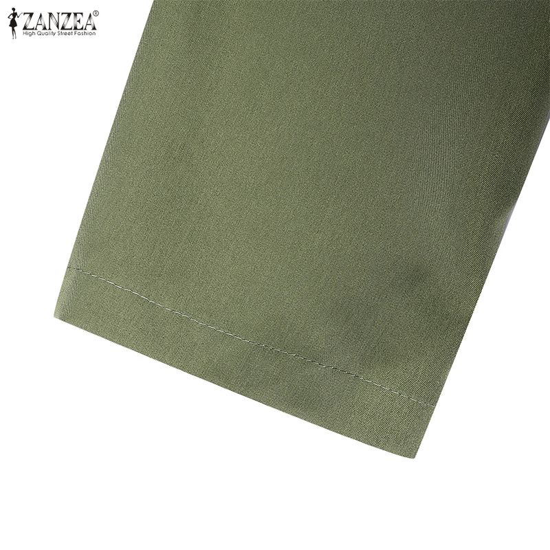 ZANZEA Women Casual V-Neck 3/4 Sleeve Solid Color Long Dress