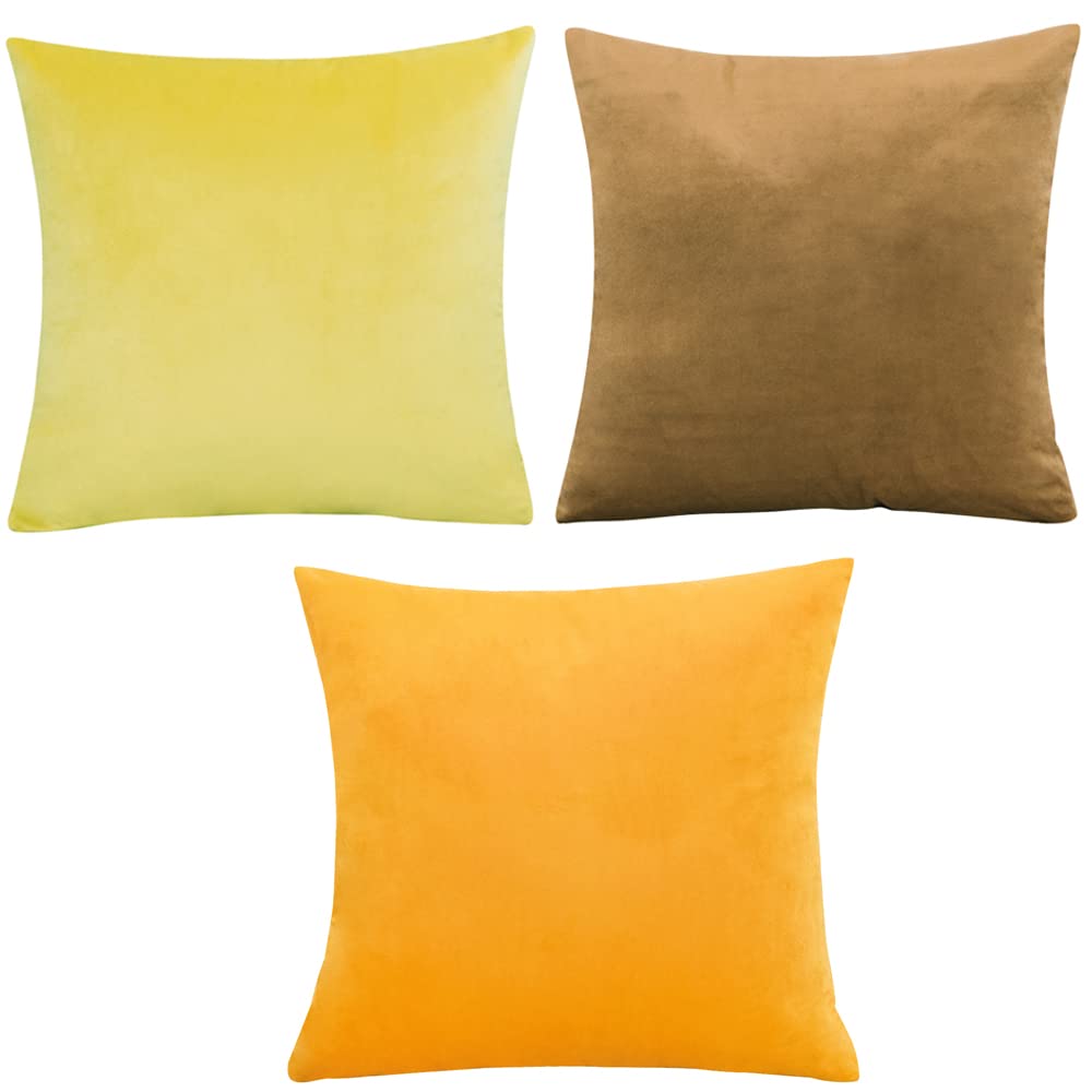 

YunJeude Cushion Set of Nordic Stylish and Solid Velvet with Modern and Antique Design and Zipper Ideal for Home and Rooms Covers, 60x60cm, 3, Style,