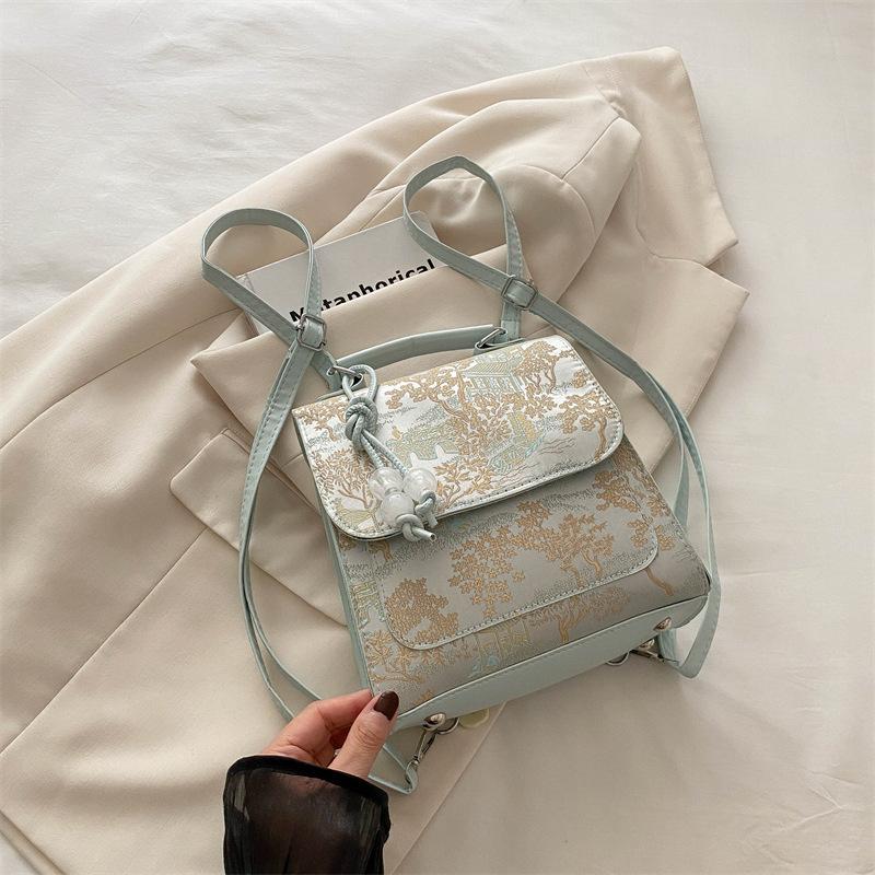 

Новый рюкзак с вышивкой в китайском стиле, женская осенняя мода, персонализированный рюкзак в студенческом стиле, маленькая квадратная сумка синий