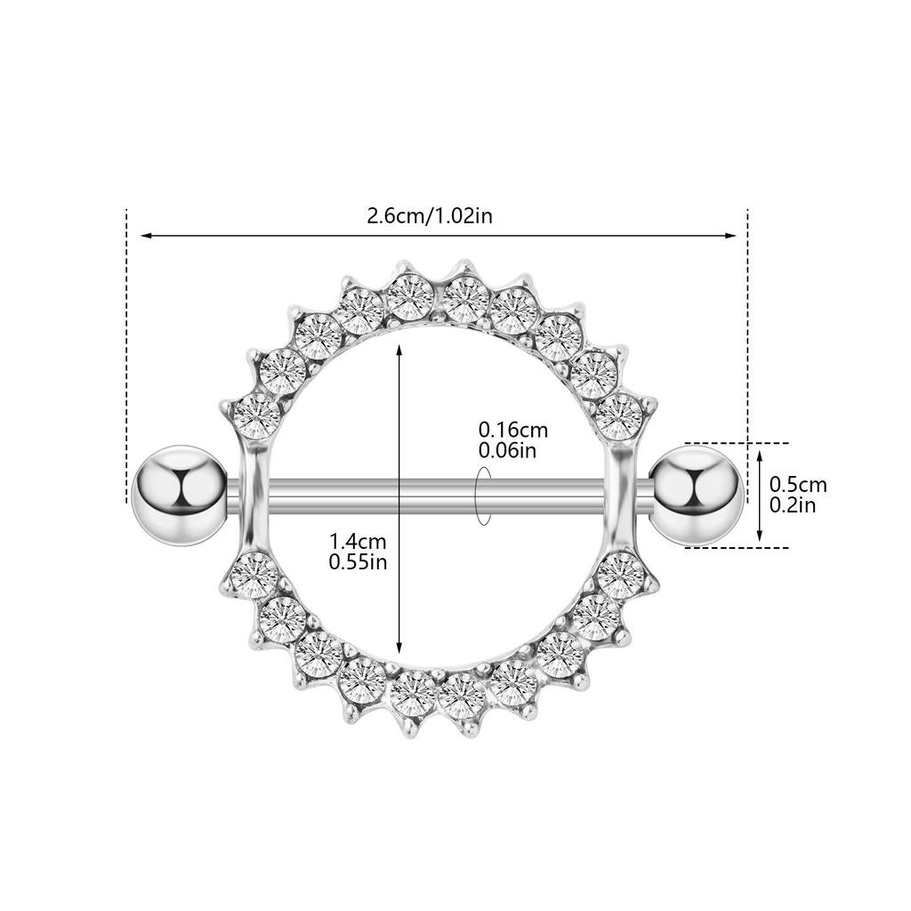 European & American Style Diamond Inlaid Nipple Rings, 316 Stainless Steel Body Piercing Jewelry