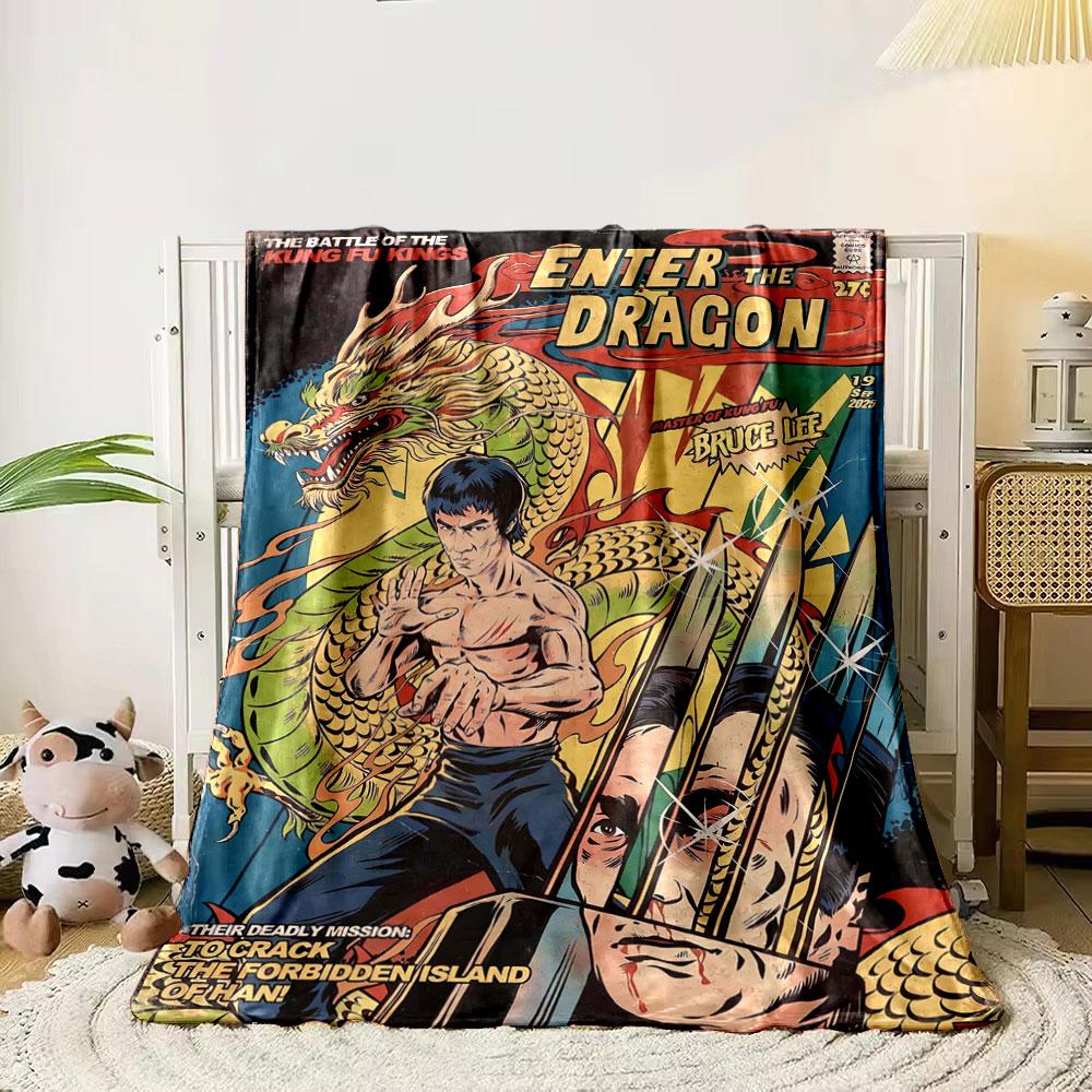 

A martial artist and a dragon dominate the vibrant vintage comic cover. for all seasons blanket lunch break throw gift 80cm x 120cm