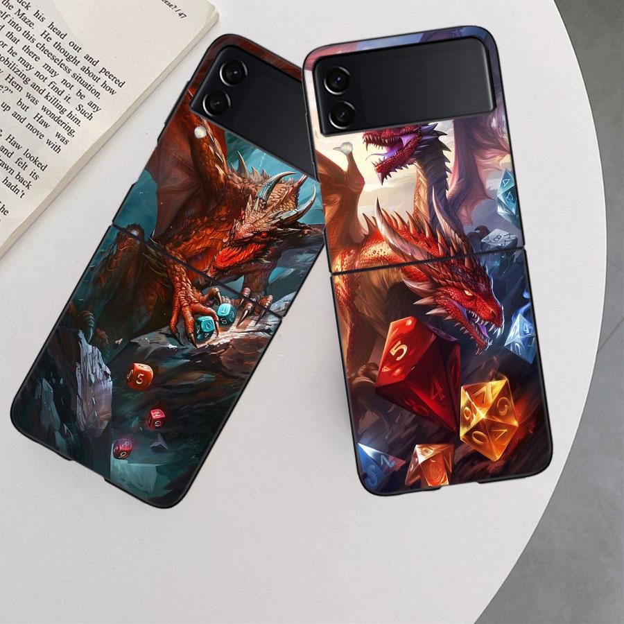 Game D-Dungeons D-Dragons D-DND Phone Case For Samsung Z Flip 7 6 5G Galaxy Z Flip 5 4 3 Black Hard Cell Cover Luxury PC Shell