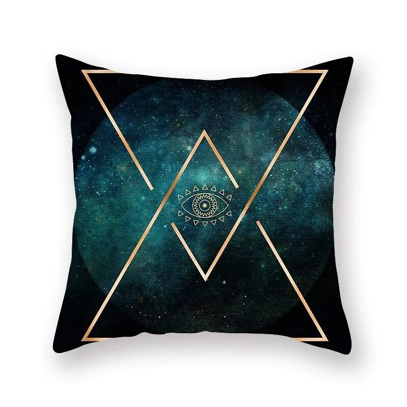 Nordic fashion turquoise geometric pillowcase striped splicing sofa chair bedside cushion cover 45x45cm room bedroom home decor