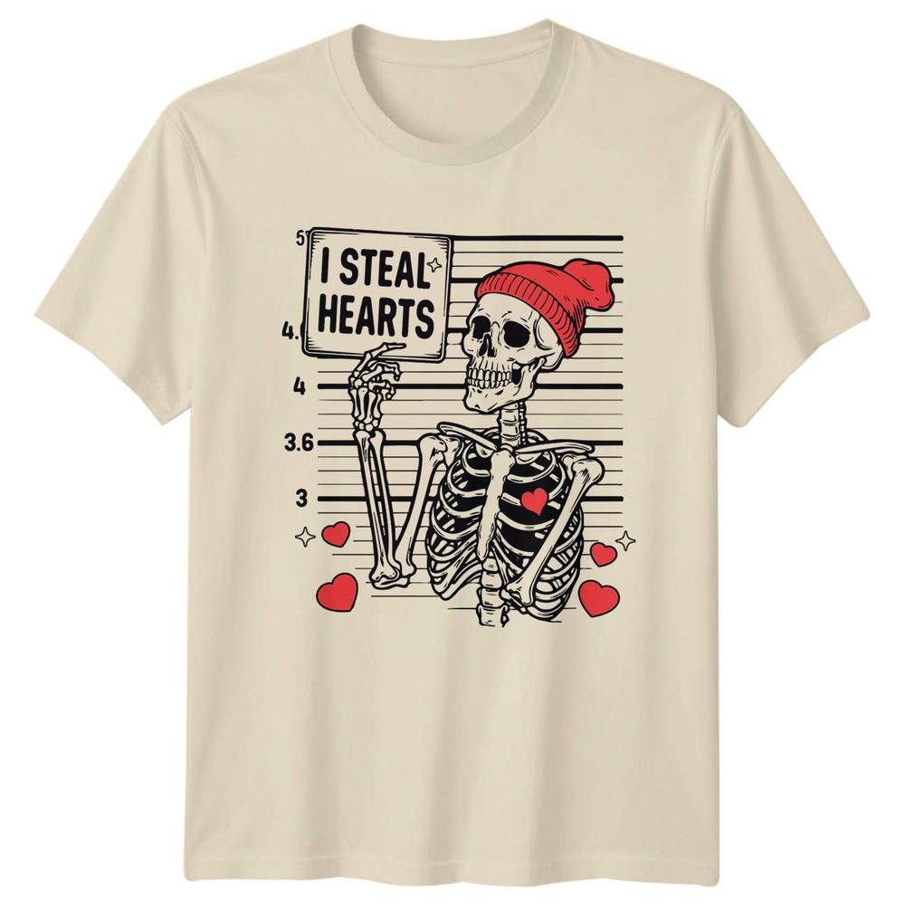 I Steal Hearts Skeleton Love Humor Unisexs Unisexs Mugshot Graphic Tee