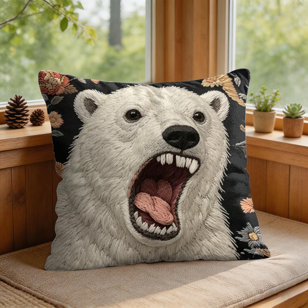 2D Scream Animals Retro Kissenbezug Seidiger Kurzer Plüsch Unsichtbarer Reißverschluss Staubdicht Sofakissenbezug Für Heimdekoration