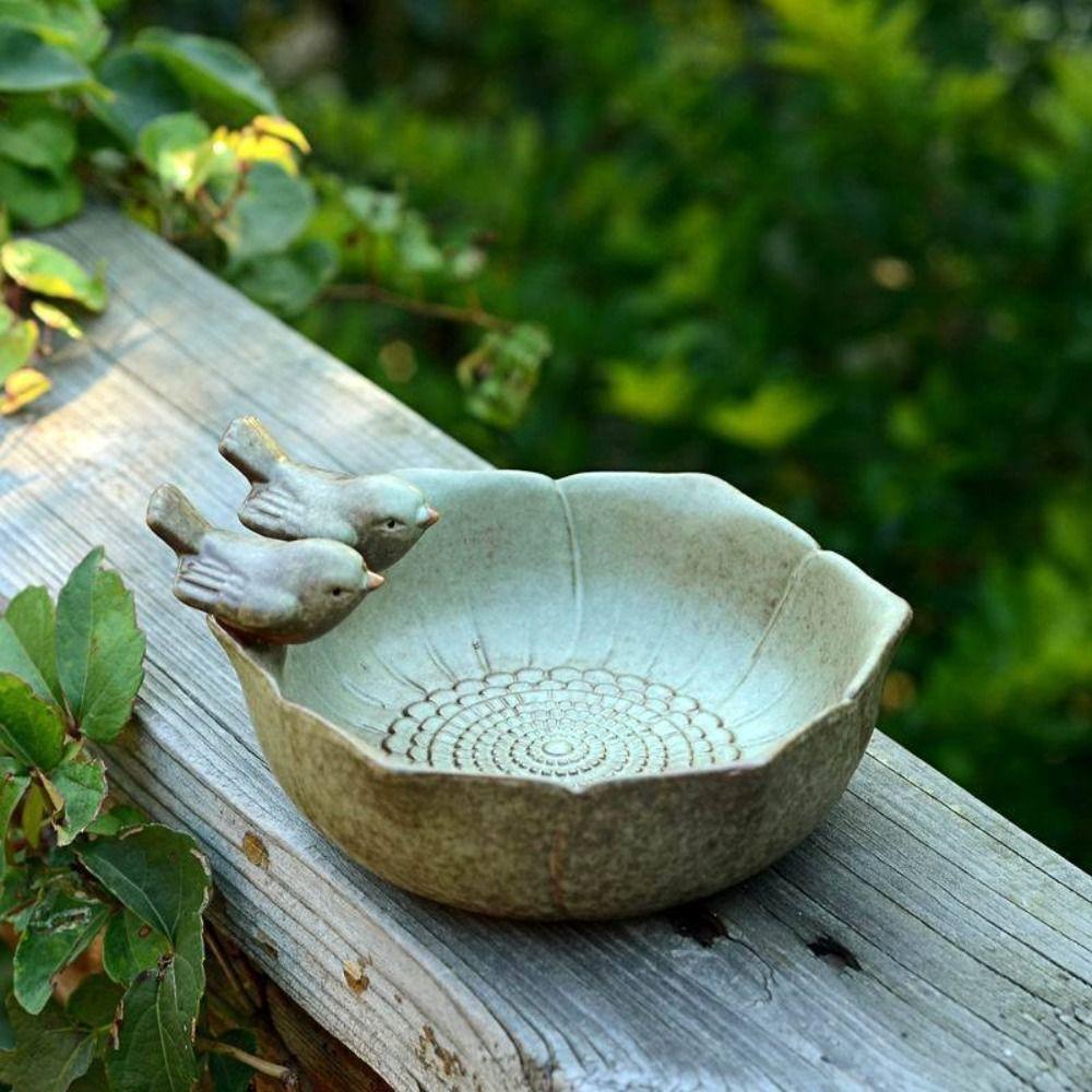 

Handicraft Succulent Flower Pot Vintage Bird Feeder Art Decor Bird Bath Statue Fruit Tray