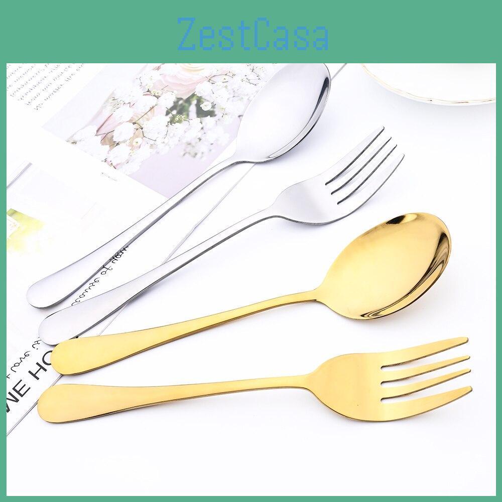 Mirror Set 2pcs Gold Cutlery Service Spoon Fork Dinnerware Cutlery Set Stainless Steel Kitchen Buffet Dinner Restaura Tableware