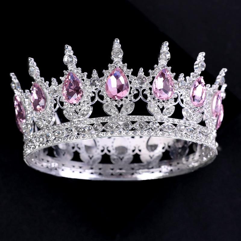 The Bride's Luxurious and Dazzling Tiara A Full Round Design  Princess Style Wedding Dress  Headwear  Flower Cake Decoration and Ornaments