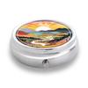 Pastillero Portátil con 3 Compartimentos, Mini Estuche Organizador de Medicamentos de Metal, Lindo Contenedor de Pastillas Estampado para Vitaminas, Pastillas, Joyería, Viajes, Uso Diario