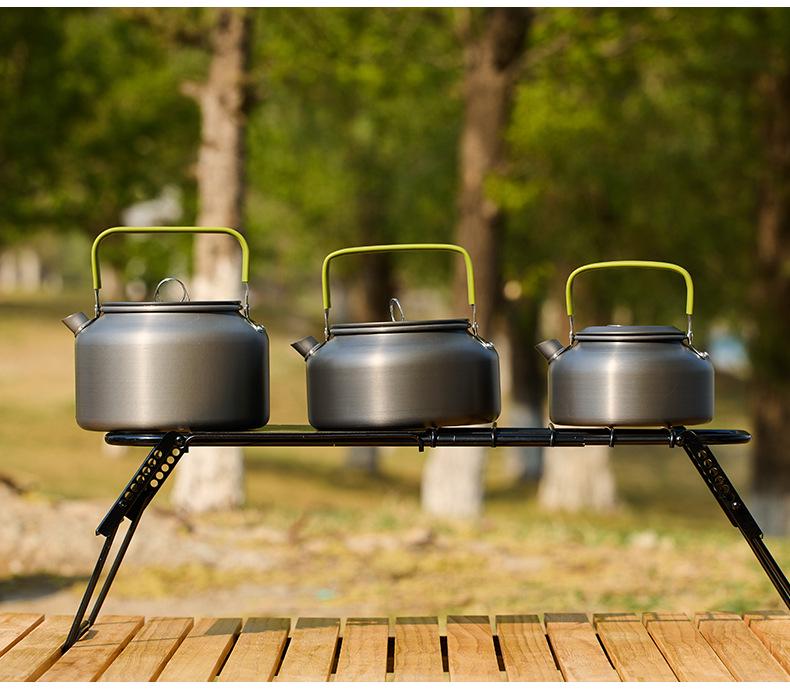 Large Capacity Outdoor Ultra-Light Aluminum Teapot Kettle, Portable 1.8L Camping Coffee Pot