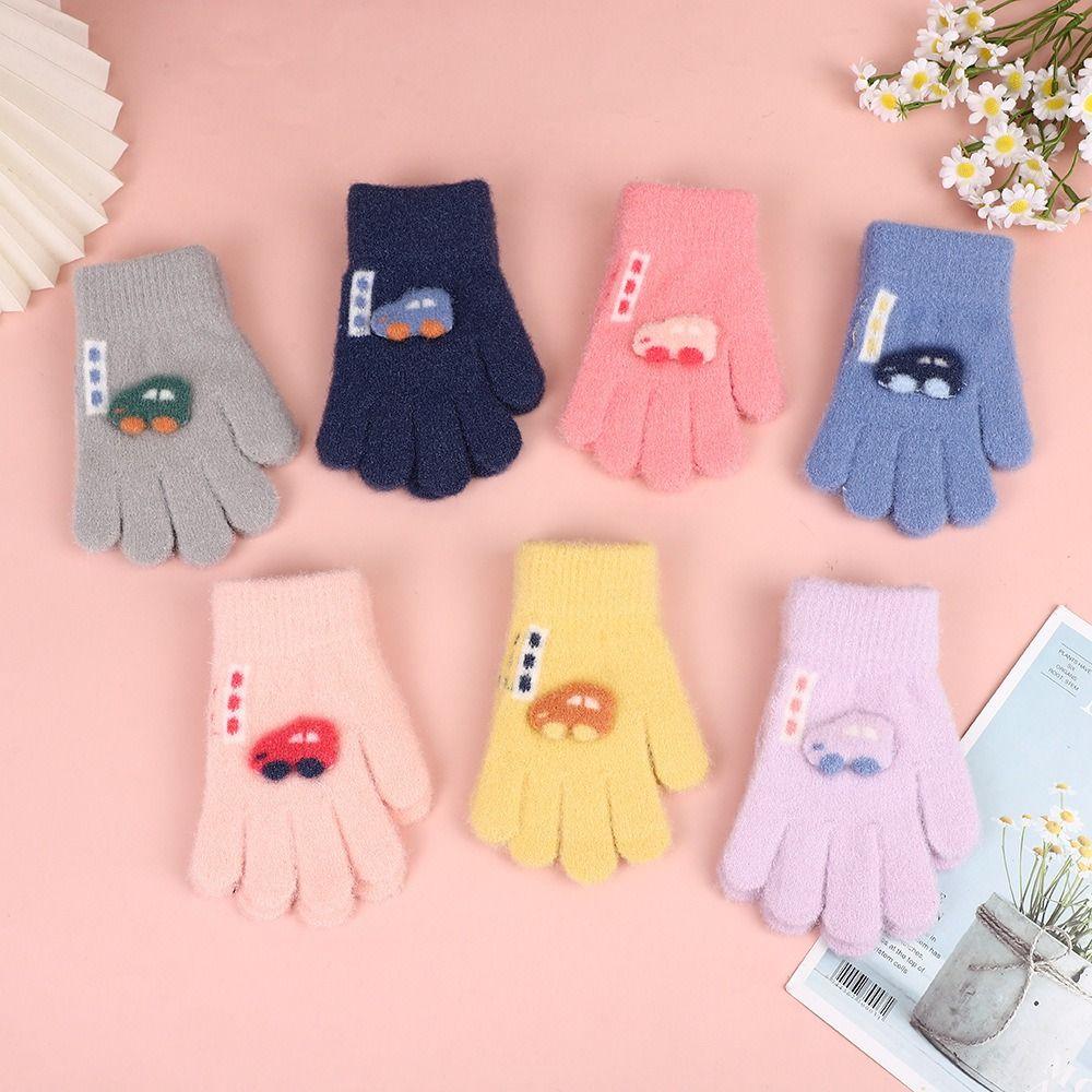 Coldproof Children Gloves Warm Knitted Mittens Durable Winter Plush Gloves  For 2-5 Years Kids