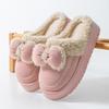 Fluffy Pom-pom Cotton Slippers Women's Winter Indoor Home Non-slip Thick Bottom Velvet Warm Outer Wear Cute Cotton Drag Women's Models