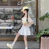 Blue High-waisted Skirt Women's Character Anti-light Spring and Summer Academy Style Simple Pleated Casual Cake Short Skirt