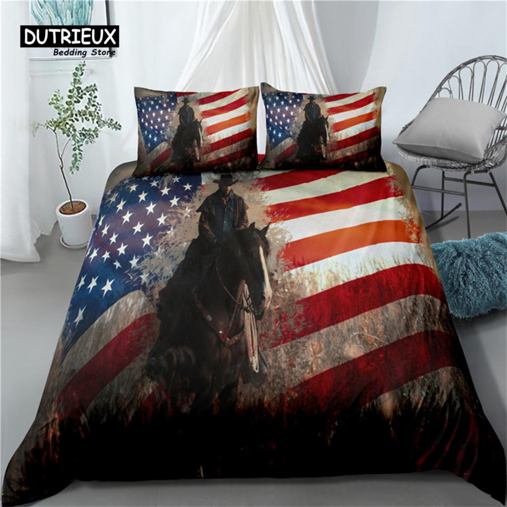 

Comforter Horse Vintage Rodeo Cowboy Riding Bull Wooden Old Sign Western Style Wilderness At Sunset Image Bedding Set For Boys Comforter (quilt)-EU Single(135*200cm)3pcs