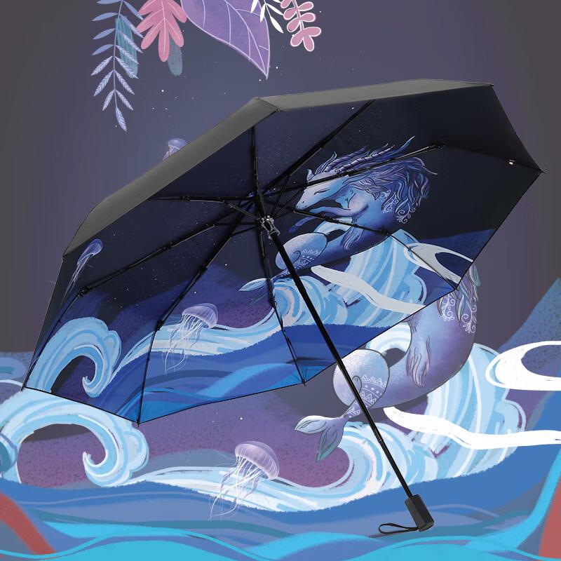 Capricorn Zodiac Illustrated Folding Umbrella