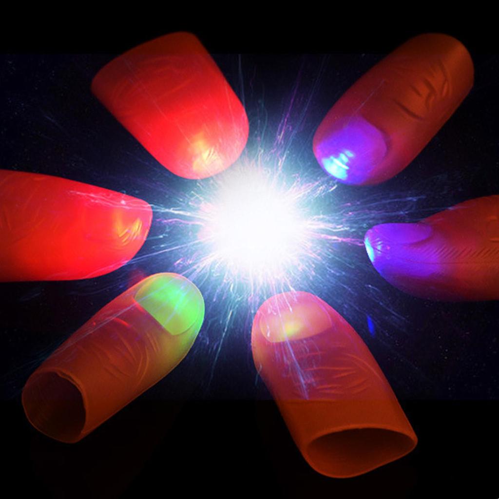 1/2/4pair Thumb Tip Finger Fake Magic Trick Funny Flashing Fingers Funny Prank Party Magician Accessories LED Glow Festival Gift