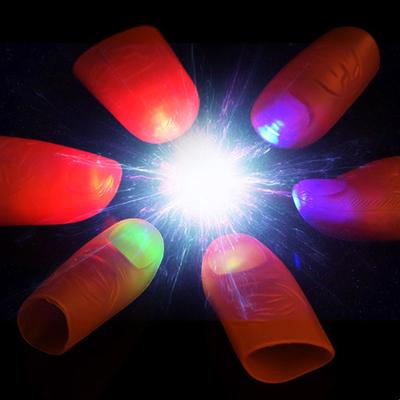 1/2/4pair Thumb Tip Finger Fake Magic Trick Funny Flashing Fingers Funny Prank Party Magician Accessories LED Glow Festival Gift